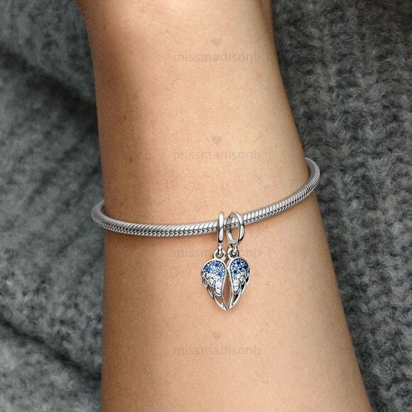 Pandora Sparkling Splitable Angel Wings Dangle Charm - Picture 4 of 5